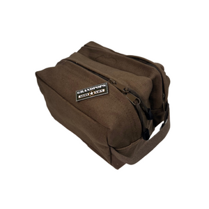 Olive Drab Canvas Dual Compartment Travel Kit