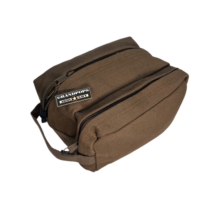 Olive Drab Canvas Dual Compartment Travel Kit