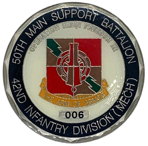 U.S. Army 50th Main Support Battalion & 42nd Infantry Division (Mechanized) Operation Iraqi Freedom III Challenge Coin