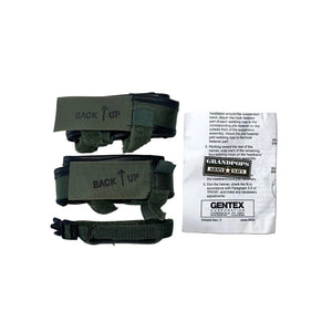 USMC OD Green & Black LWH Kevlar Helmet Individual Replacement Kit Headbands & Chinstrap with a Grandpops Army Navy logo.