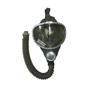 MSA 1960s All-Service ClearVue Facepiece Gas Mask with a Grandpops Army Navy logo.