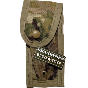 U.S. Military MultiCam MOLLE II M9 Pistol Magazine Pouch with a Grandpops Army Navy logo.