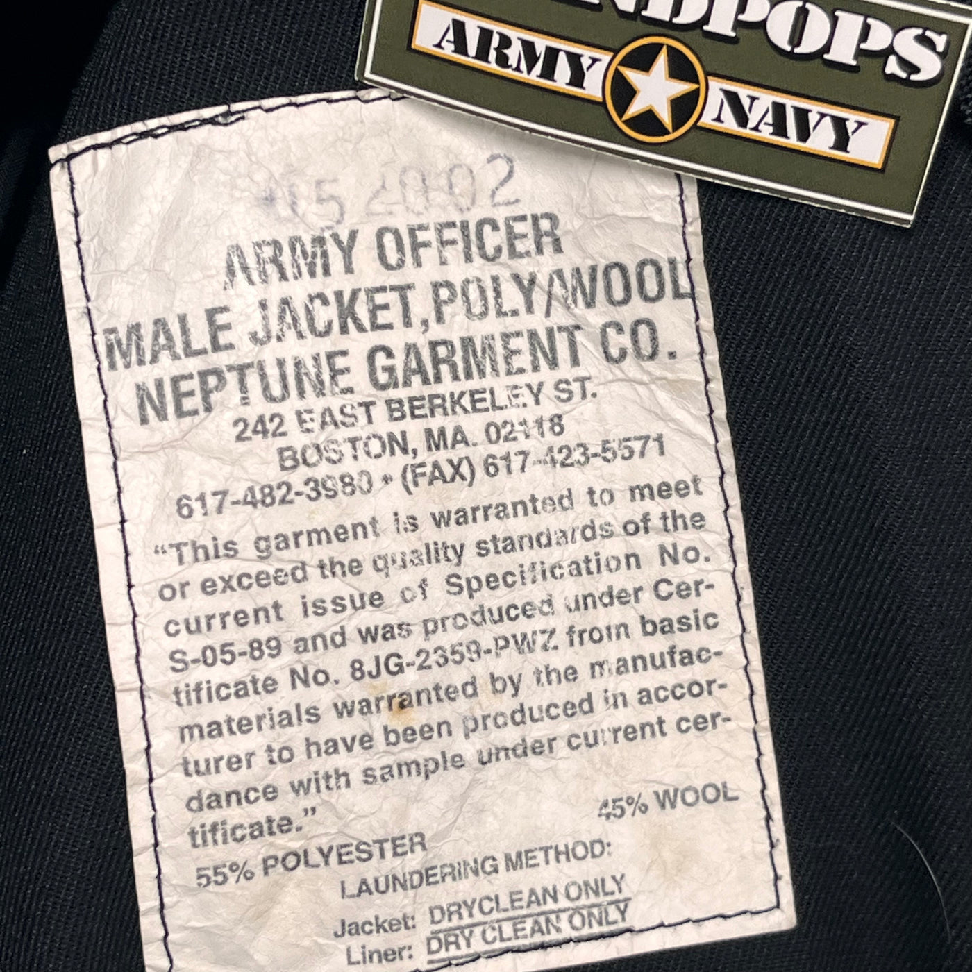 U.S. Army Black Poly/Wool Dress Uniform General Purpose Jacket 48R WITH LINER U.S. Army Black Poly/Wool Dress Uniform General Purpose Jacket 48R WITH LINER