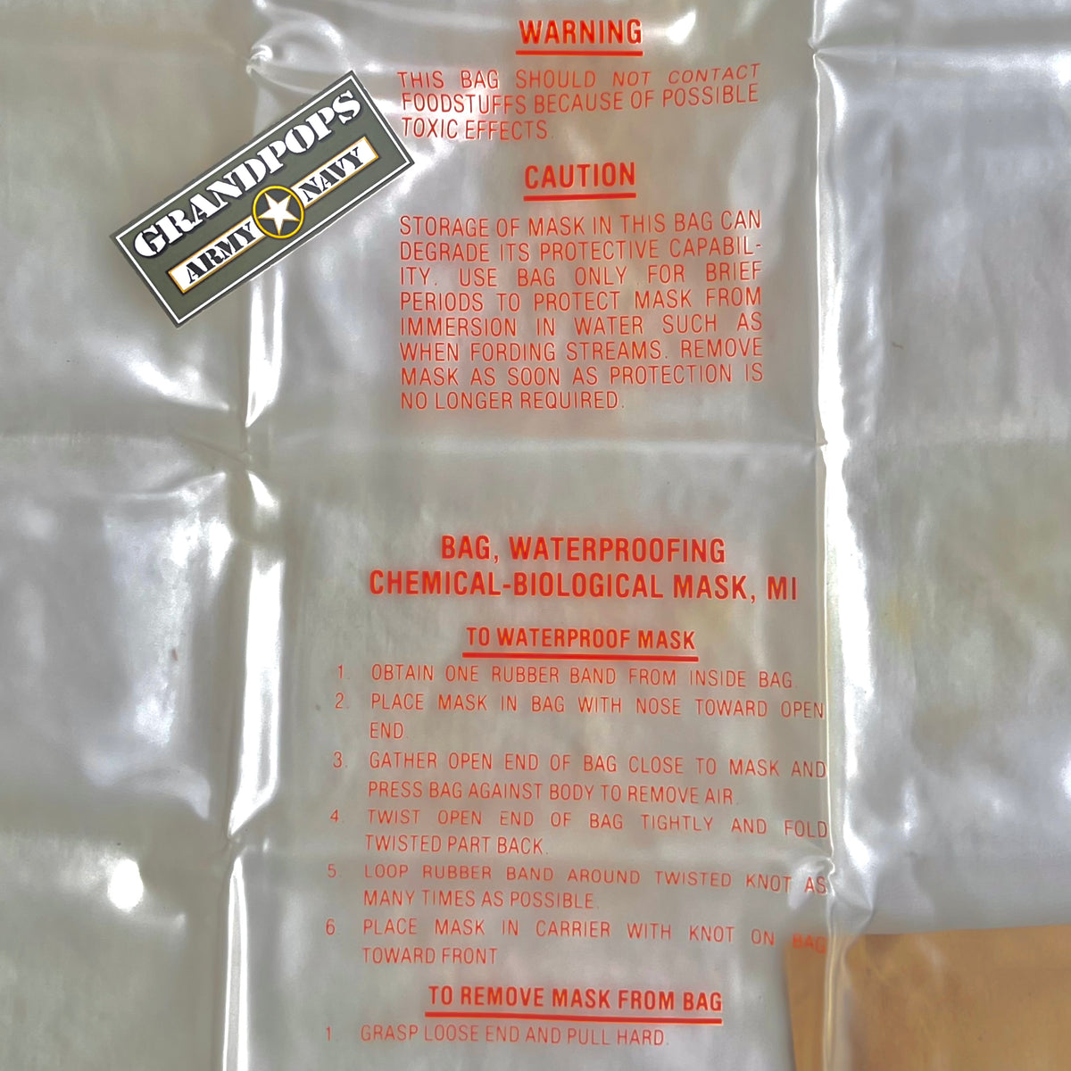 U.S. Military Clear Waterproof Chemical-Biological Mask Bag ...