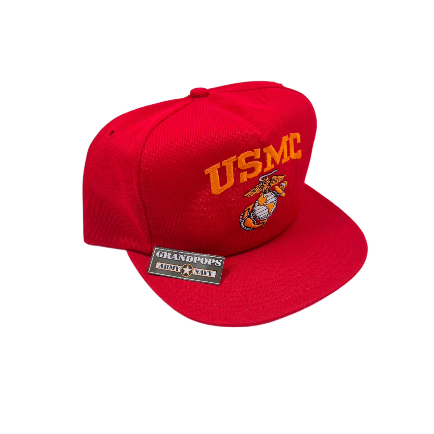 Vintage USMC Globe & Anchor Retro Red W/ Gold Letters Trucker