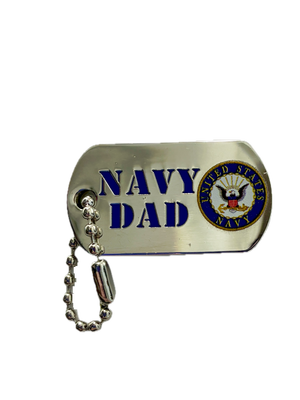 USN Navy Dad Silver/Black Dog Tag Pin