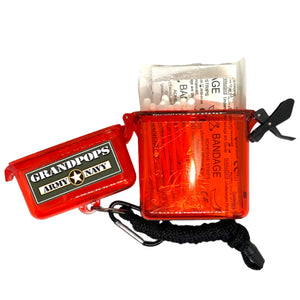 50-Piece First Aid Kit Stored in Waterproof Case w/ 5mm Carabineer & Lanyard