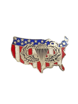 Army Paratrooper Flag U.S.A. Map Pin