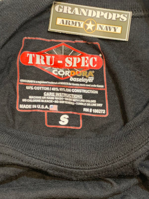 Black Cordura Baselayer 60/40 Blend Long Sleeve T-Shirt USA Made Seconds