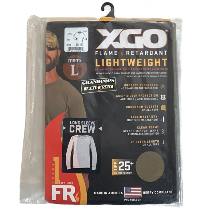 XGO Tan499 FRAC Lightweight Berry Compliant Phase 1 (FR1) Long Sleeve Crew T-Shirt USA MADE