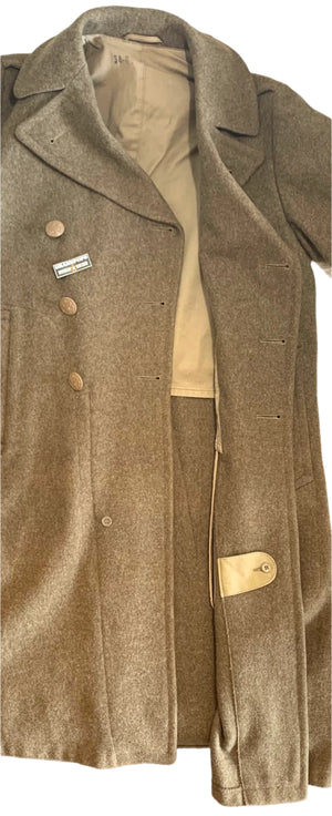 U.S. Military World War 2 Original Wool Enlisted Trench Coat W/ Plastic Buttons Size 34 Regular