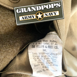 U.S. Military World War 2 Original Wool Enlisted Trench Coat W/ Plastic Buttons Size 34 Regular