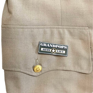 U.S. Military World War 2 Original First Sergeant's Khaki Tropical Worsted Wool Dress Shirt W/ 90th ID & SETAF-AF Patches