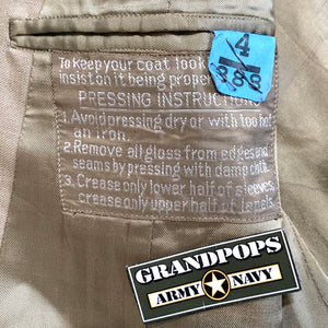 U.S. Military World War 2 Original First Sergeant's Khaki Tropical Worsted Wool Dress Shirt W/ 90th ID & SETAF-AF Patches