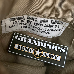 U.S. Military World War 2 Original First Sergeant's Khaki Tropical Worsted Wool Dress Shirt W/ 90th ID & SETAF-AF Patches