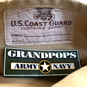 U.S. Military World War 2 Original Khaki Sateen Coast Guard Dress Shirt W/ Brass Buttons