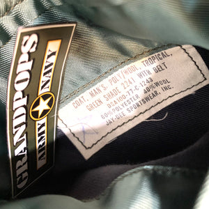 U.S. Marine Corps Staff Sergeant's Tropical Service Alpha Serge Green Shade 2241 Poly/Wool Dress Jacket Dated 1977 W/ Service Stripes