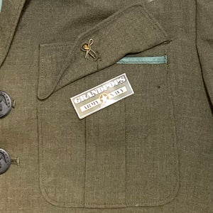 U.S. Marine Corps Staff Sergeant's Tropical Service Alpha Serge Green Shade 2241 Poly/Wool Dress Jacket Dated 1977 W/ Service Stripes