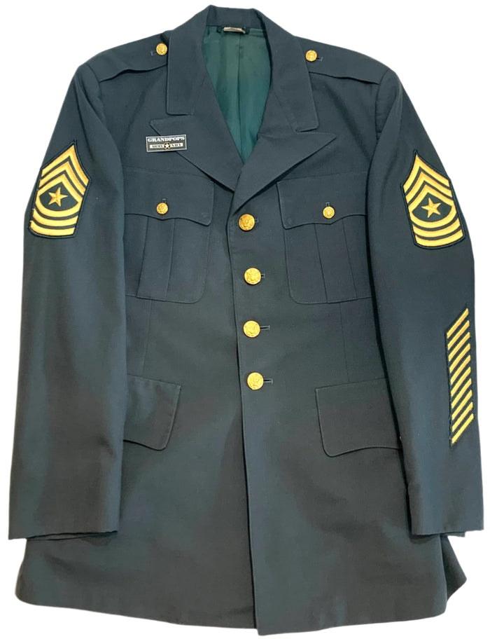 U.S. Army Vietnam War Era Sergeant Major's Green AG-344 Poly/Wool Tropical Class A Service Dress Uniform Jacket Dated 1972