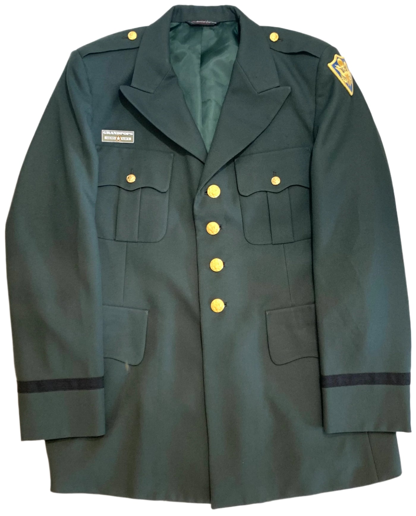 U.S. Army Department of Defense Officer's Green Polyester Class A Service Dress Uniform Jacket U.S. Army Department of Defense Officer's Green Polyester Class A Service Dress Uniform Jacket