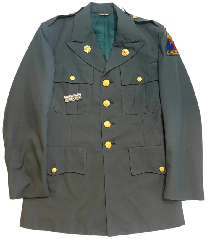 U.S. Army Green AG-344 Poly/Wool Tropical Class A Service Dress Uniform Jacket Dated 1982
