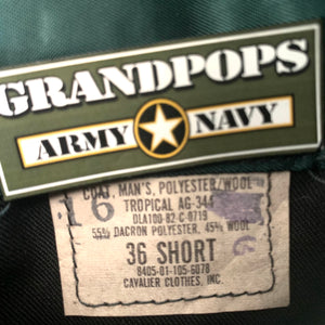 U.S. Army Green AG-344 Poly/Wool Tropical Class A Service Dress Uniform Jacket Dated 1982