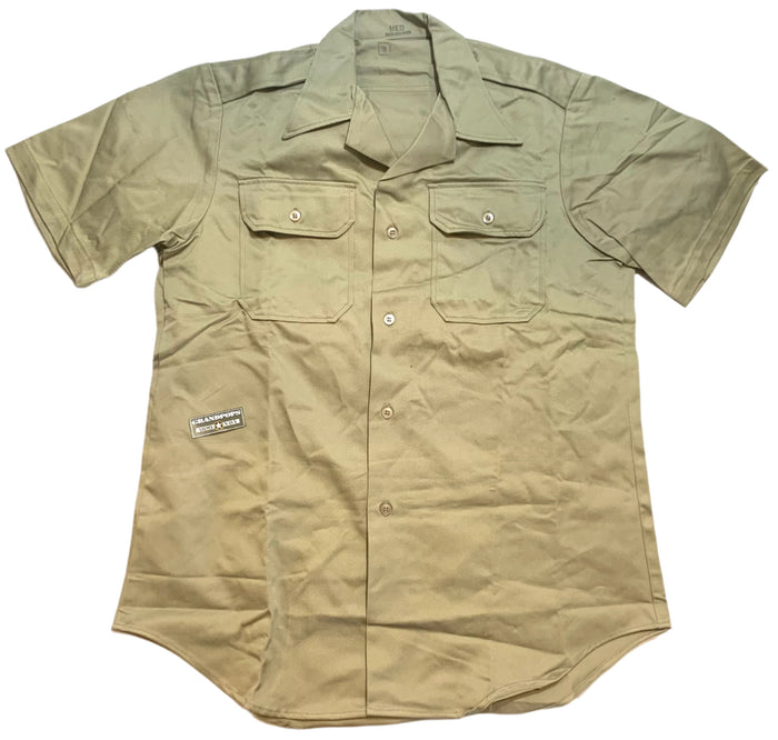 U.S. Military Vietnam War Era Khaki Cotton Short Sleeve Dress Shirt Dated 1971