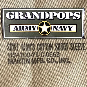 U.S. Military Vietnam War Era Khaki Cotton Short Sleeve Dress Shirt Dated 1971