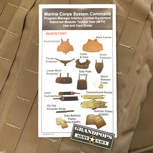 U.S. Military USMC Coyote Brown Improved Modular Tactical Vest Body Armor