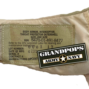 U.S. Military DCU Throat Protector OTV Interceptor Body Armor