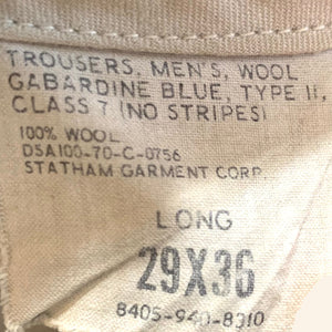 Vietnam War Era USMC Service Dress Gabardine Blue Wool Type II Class 7 Dress Pants W/ Stripes