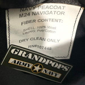 U.S. Navy Sterlingwear Anchor Collection Dark Navy Blue Wool M24 Navigator Peacoat