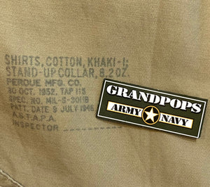 U.S. Military Korean War Era Khaki Sateen Cotton Stand-Up Collar Long Sleeve Dress Shirt