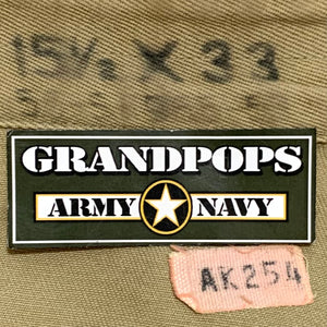 U.S. Military Korean War Era Khaki Sateen Cotton Stand-Up Collar Long Sleeve Dress Shirt