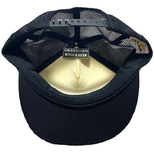 Vintage Black & White Polyester Trucker Cap W/ Gold Oak Leaf Branch Brim