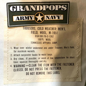 U.S. Military Vietnam War Era M1951 Wool Cold Weather Field Trousers