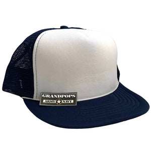 Vintage Dark Blue/Navy & White Polyester Trucker Cap