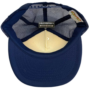 Vintage Dark Blue/Navy & White Polyester Trucker Cap