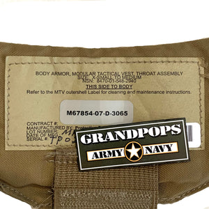 U.S. Military Coyote Brown Throat Protector Modular Tactical Vest Body Armor
