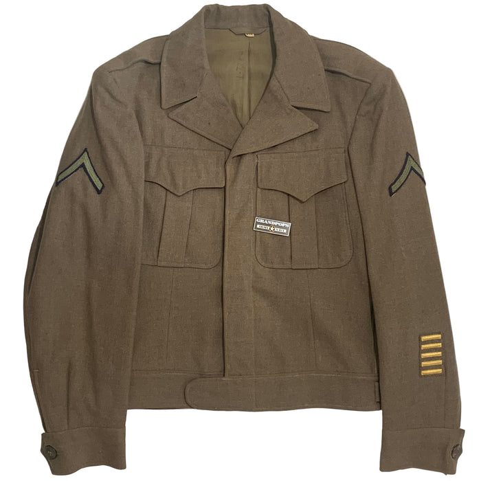 U.S. WW2 Private's O.D. Wool Ike Jacket W/ Patches Named Dated 1944