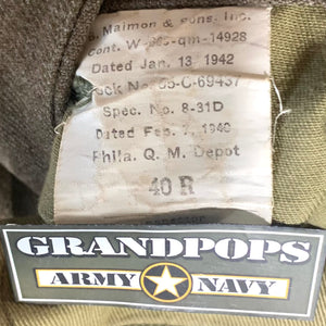 WW2 U.S. Army Technician Fourth Grade's O.D. Wool Enlisted Service Dress Jacket W/ Patches Dated 1942
