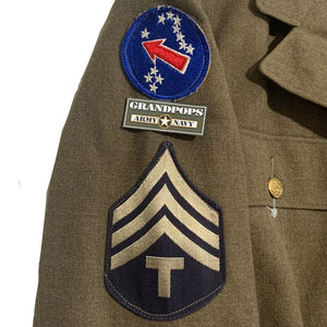 WW2 U.S. Army Technician Fourth Grade's O.D. Wool Enlisted Service Dress Jacket W/ Patches Dated 1942