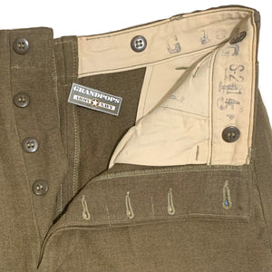 WW2 O.D. 33 Serge Nylon/Wool M1937 Field Pants Named