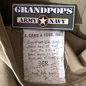WW2 U.S. Army O.D. Wool 32 Ounce Roll Collar Melton Overcoat Dated 1941