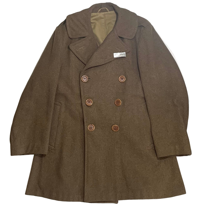 WW2 U.S. Army O.D. Wool 32 Ounce Roll Collar Melton Overcoat Dated 1941