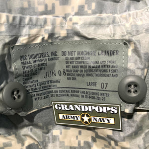 U.S. Military ACU Digital Camouflage ORC Nylon Wet Weather Improved Rainsuit Parka