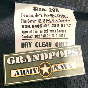 USMC Service Dress Sky Blue Poly/Wool Gabardine Dress Pants W/ Stripes