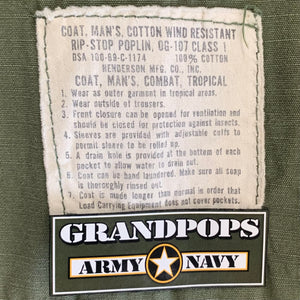 U.S. Military Vietnam War Era Cotton Poplin Tropical Slant Pocket OG-107 Class-1 Combat Coat