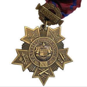 U.S. New York National Guard Long and Faithful Service Medal 10 Years of Service W/ Neck Ribbon