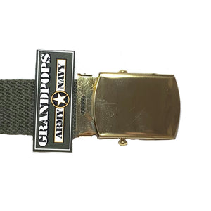 OD Green Canvas Web Belt Gold Closed-Face Buckle USA MADE